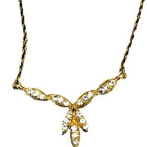 AVON Vintage Collectible Gold Chain Fixed Pendant Necklace Pave Crystal Clusters